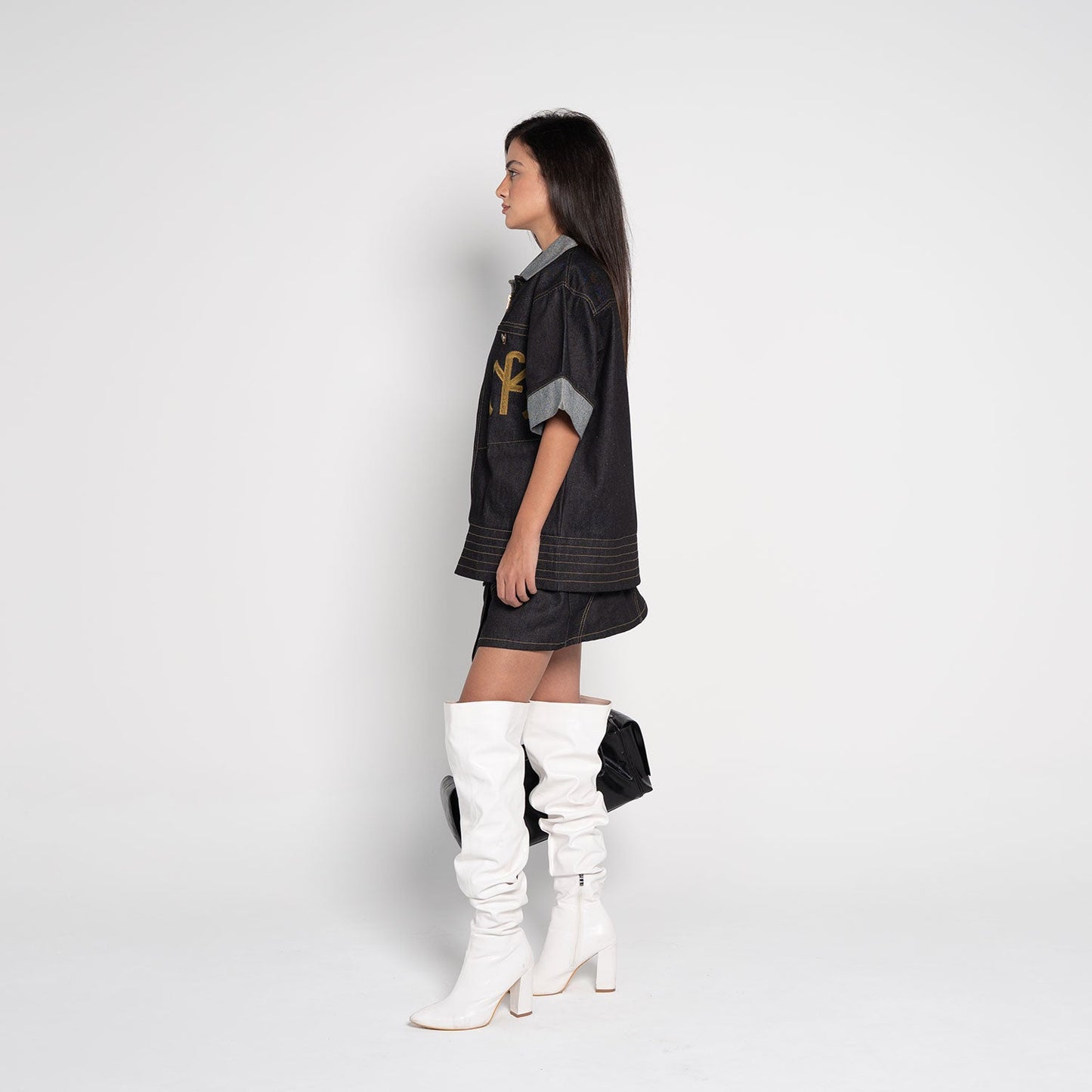 Wesley Asymmetric Cargo Mini Skirt – Dark Navy