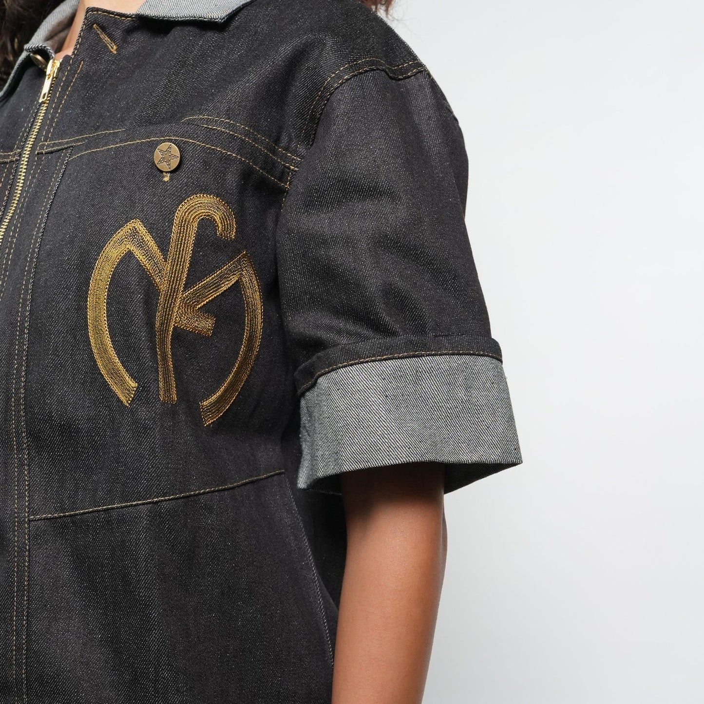 Wesley Denim Short-Sleeve Overshirt – Dark Navy