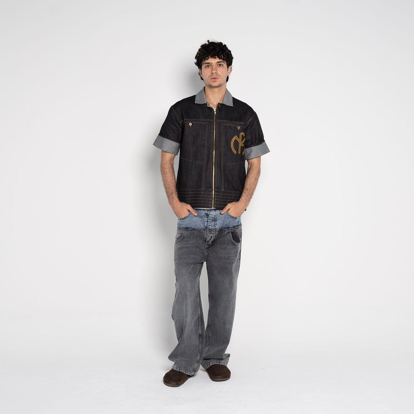 Wesley Denim Short-Sleeve Overshirt – Dark Navy
