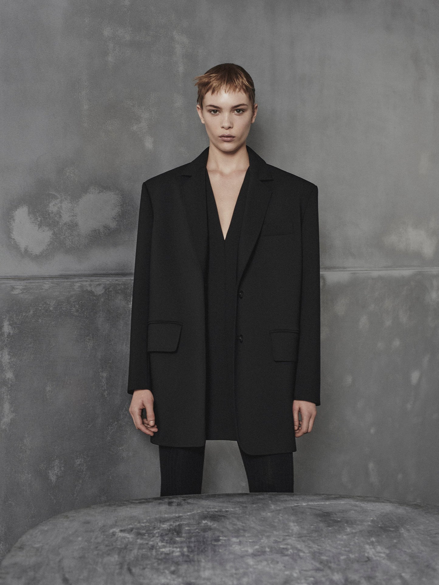 Oversized wool crêpe blazer
