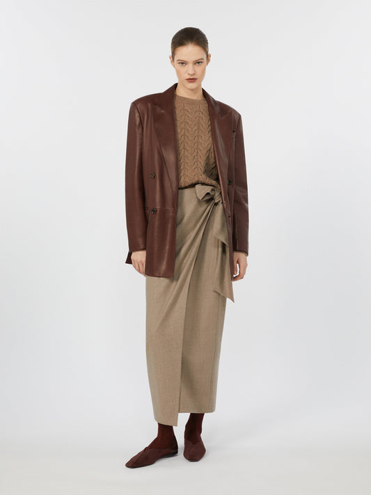 Long, stretch-cashmere skirt