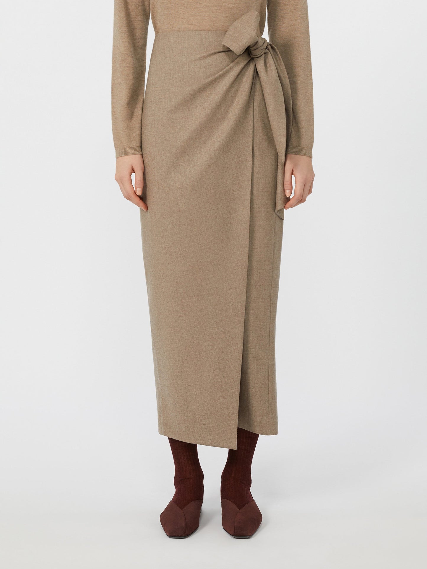Long, stretch-cashmere skirt
