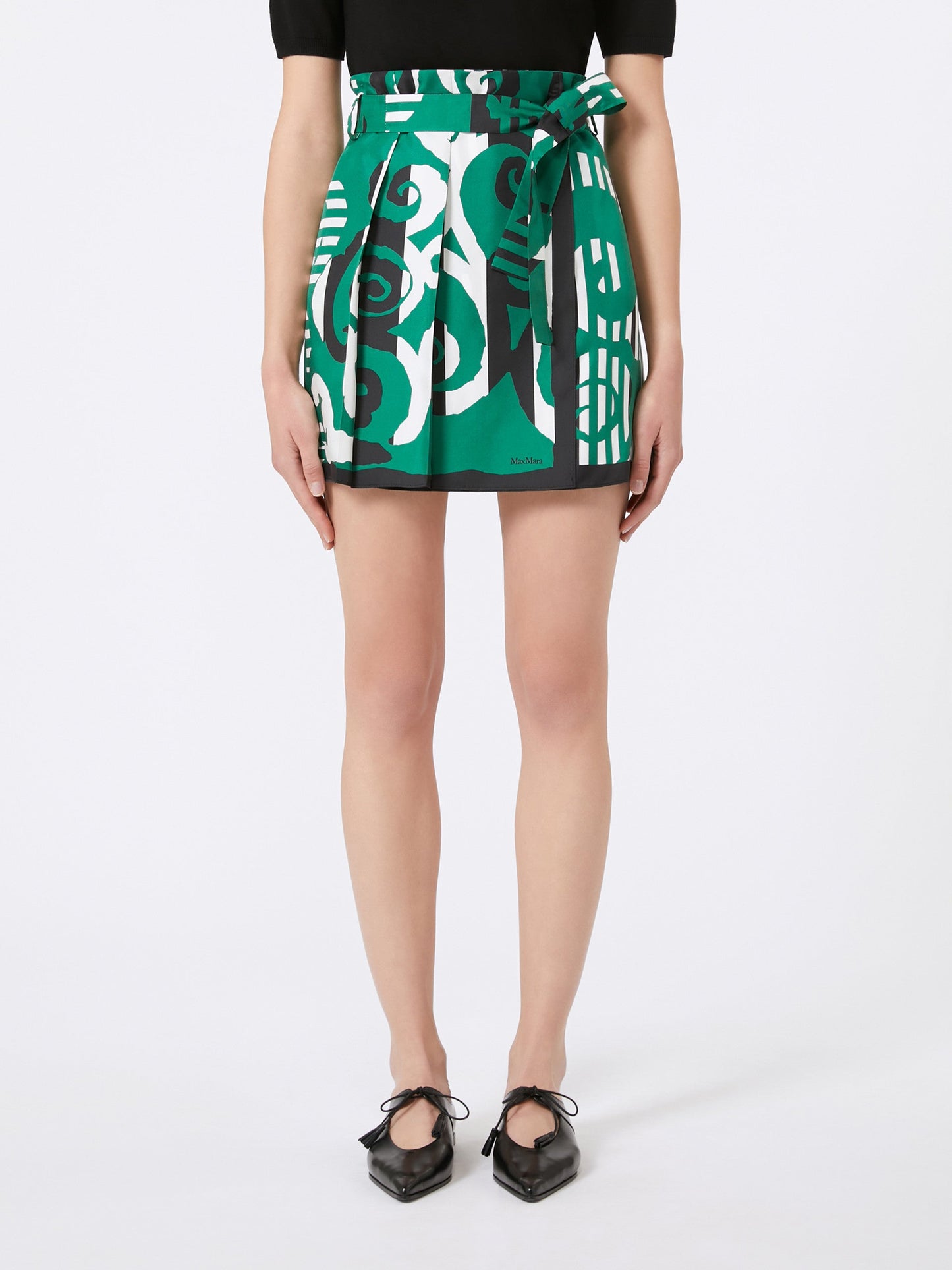 Printed silk mini skirt
