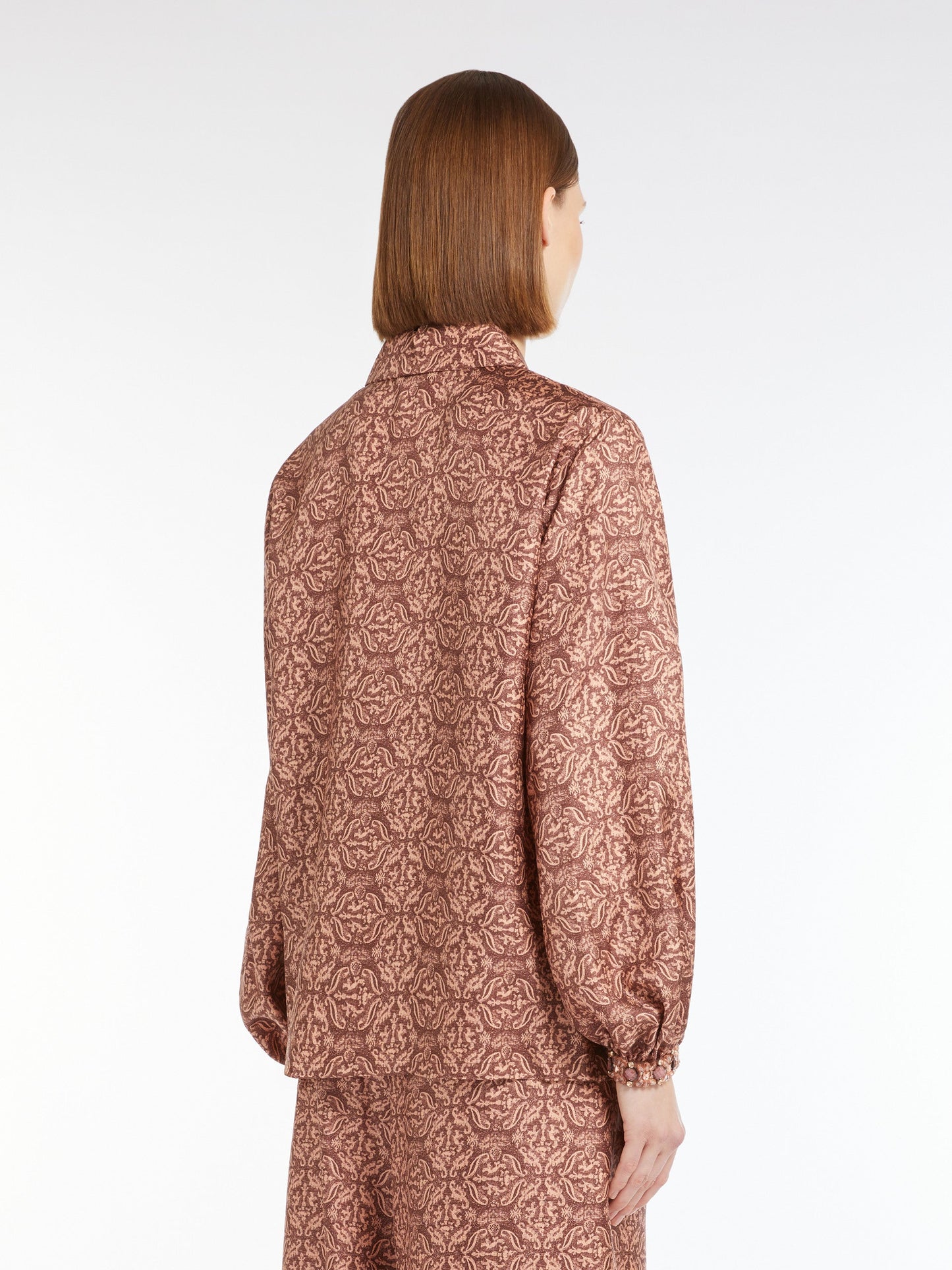 Masculine-style printed silk shirt