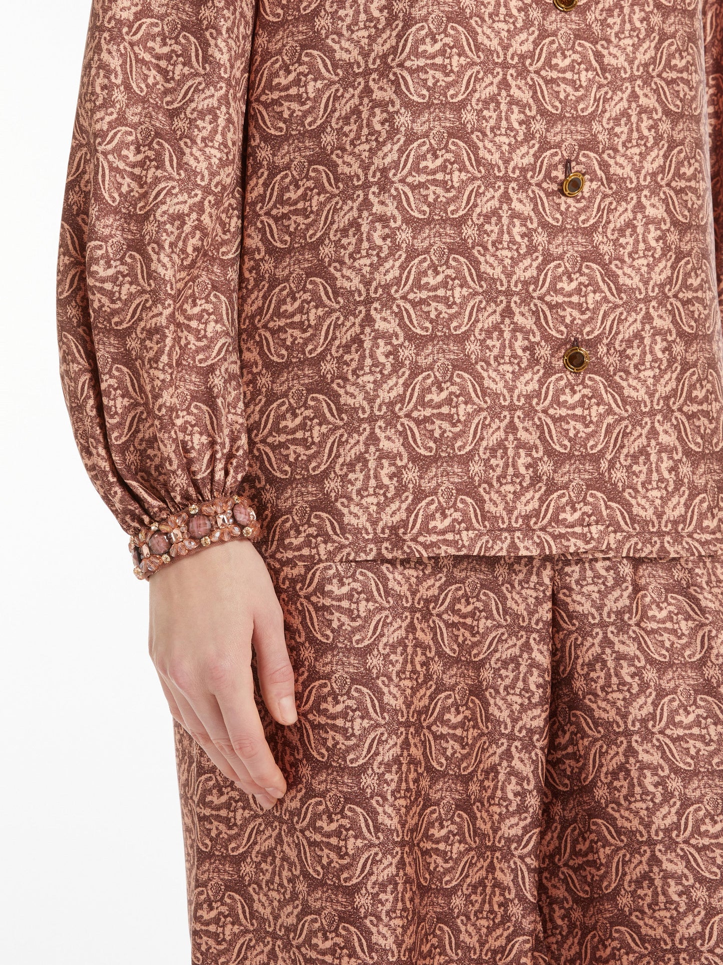 Masculine-style printed silk shirt