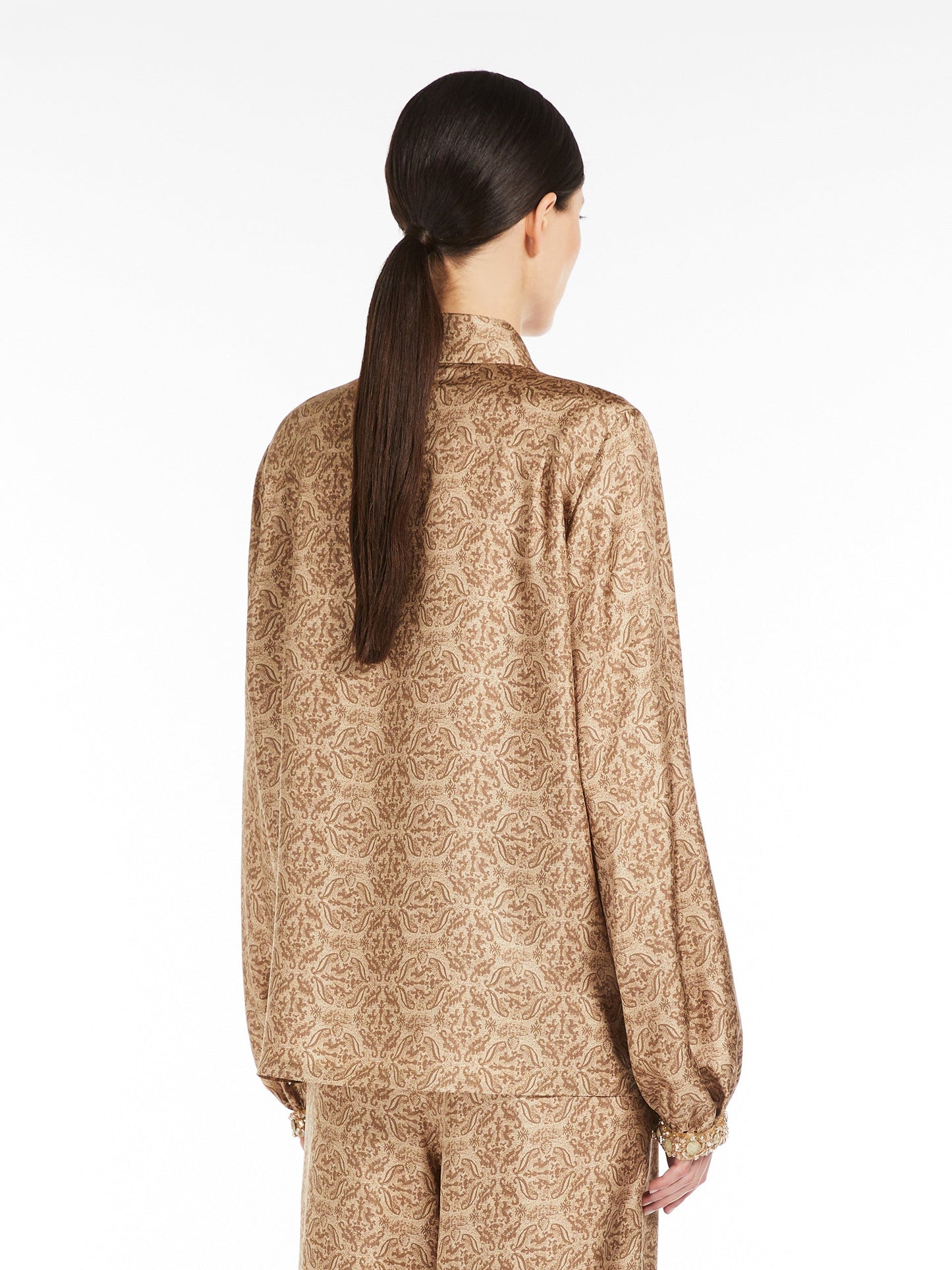 Masculine-style printed silk shirt