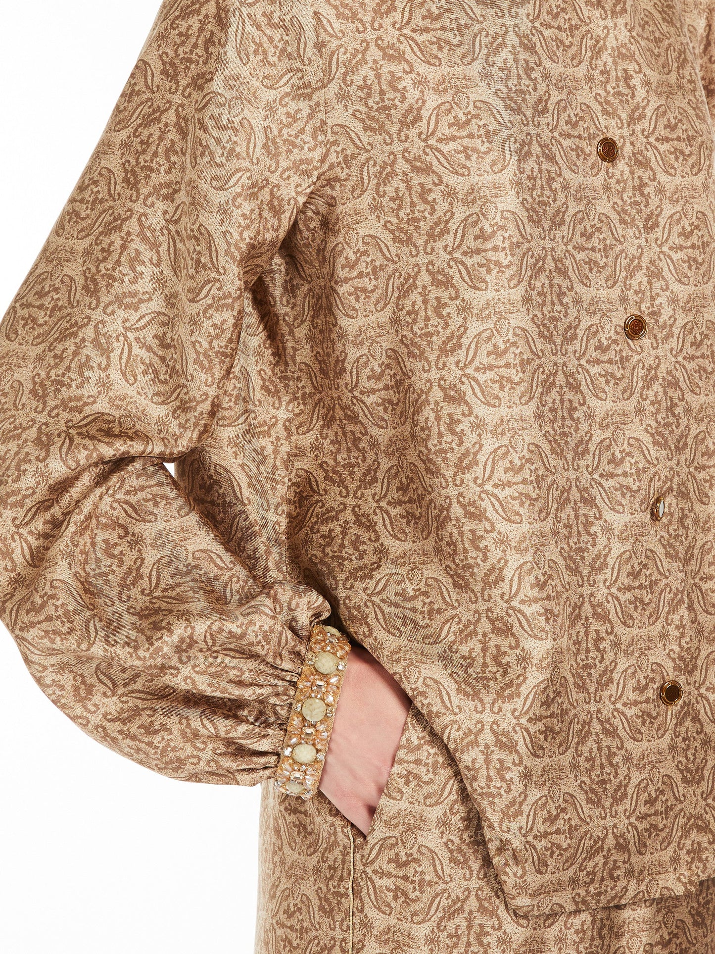 Masculine-style printed silk shirt