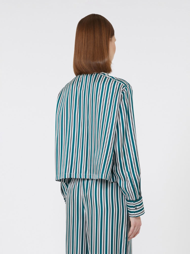 Printed silk cropped shirt