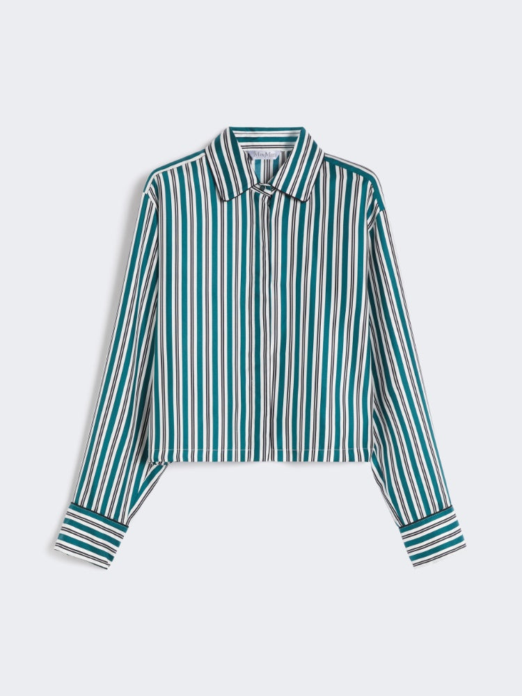 Printed silk cropped shirt