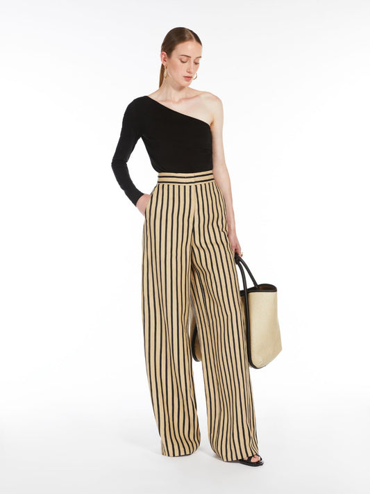 Striped linen and cotton trousers