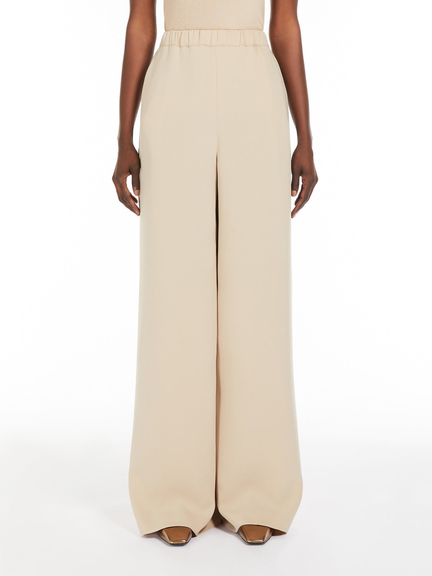 Wide-leg cady trousers