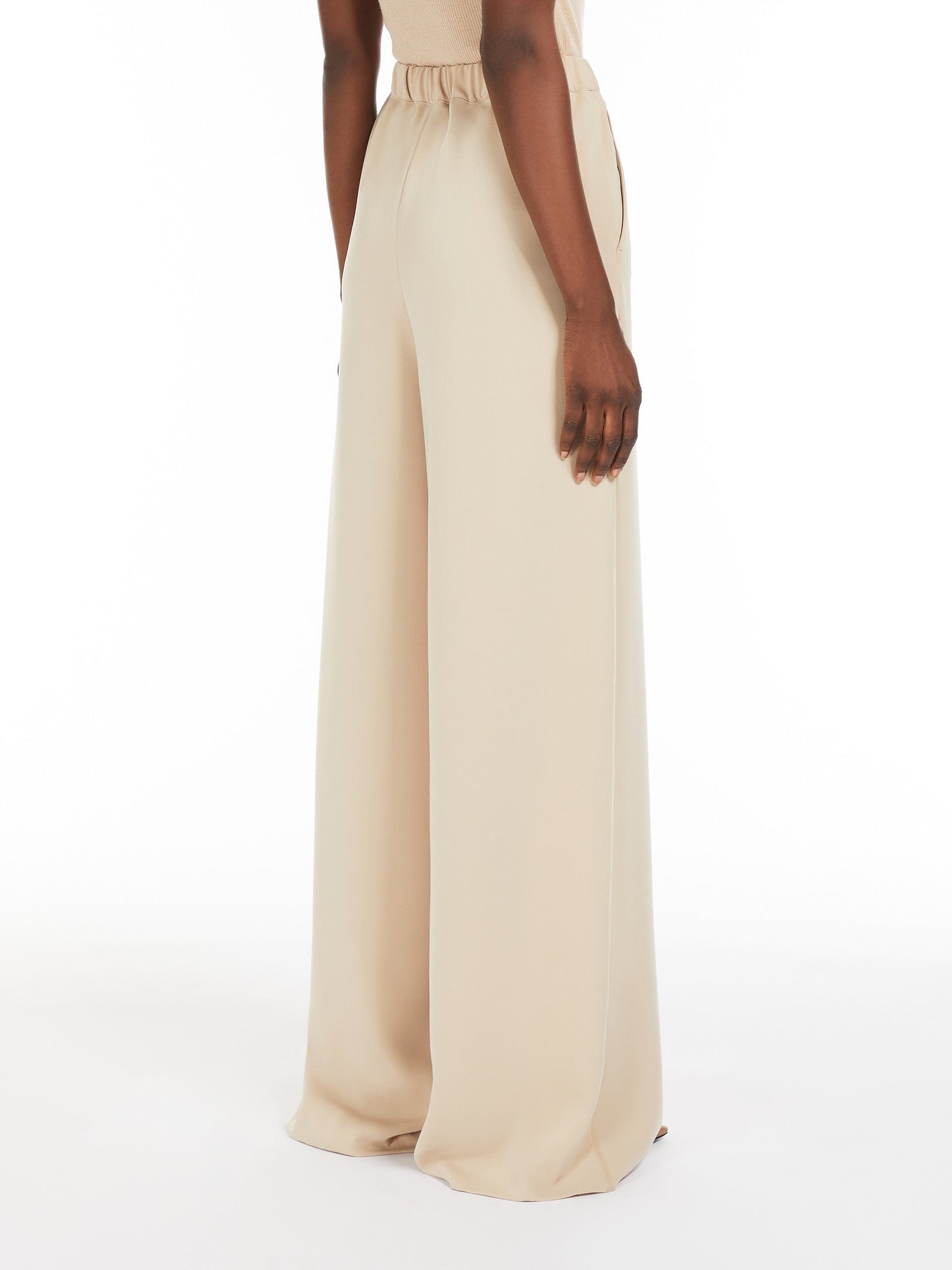 Wide-leg cady trousers