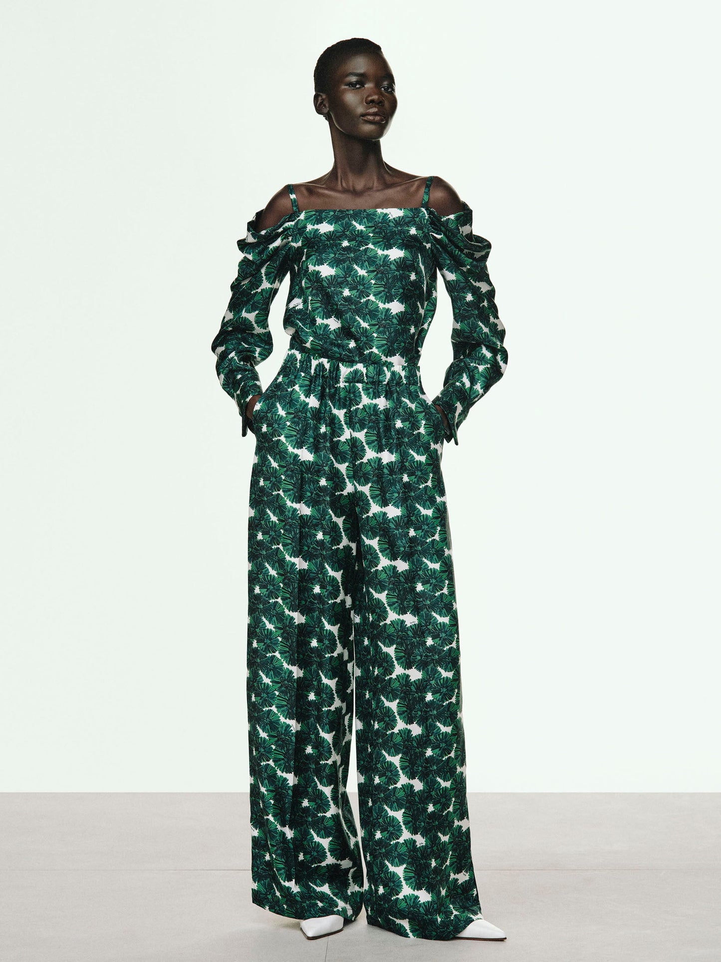 Printed silk trousers