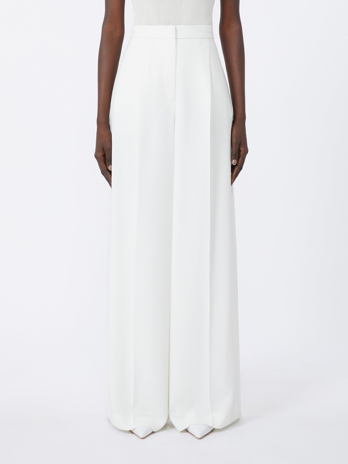 Wide-leg cady trousers