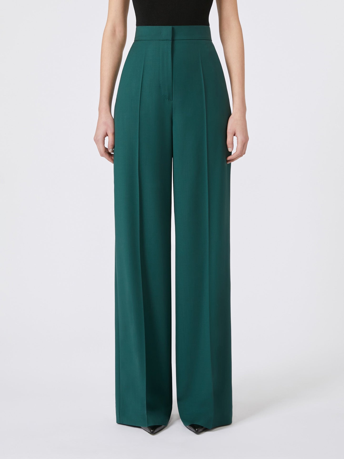 Straight-fit light wool trousers