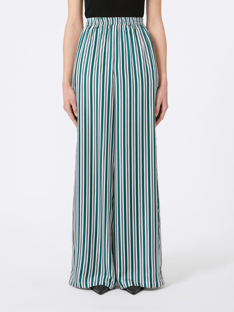Wide-fit printed silk trousers