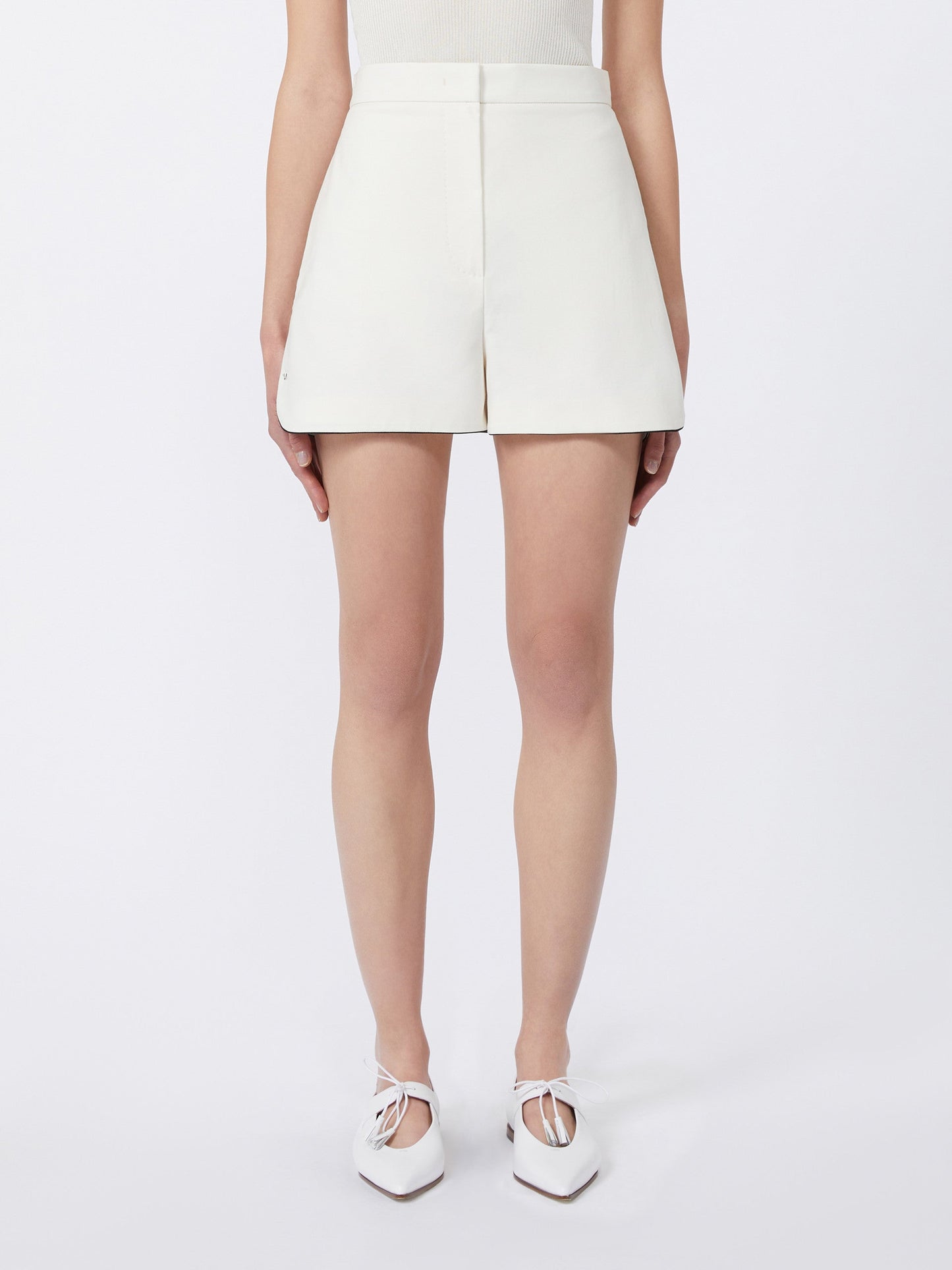 Double-faced cotton canvas shorts