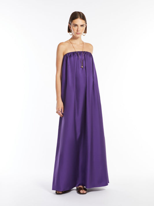 Silk twill bustier dress