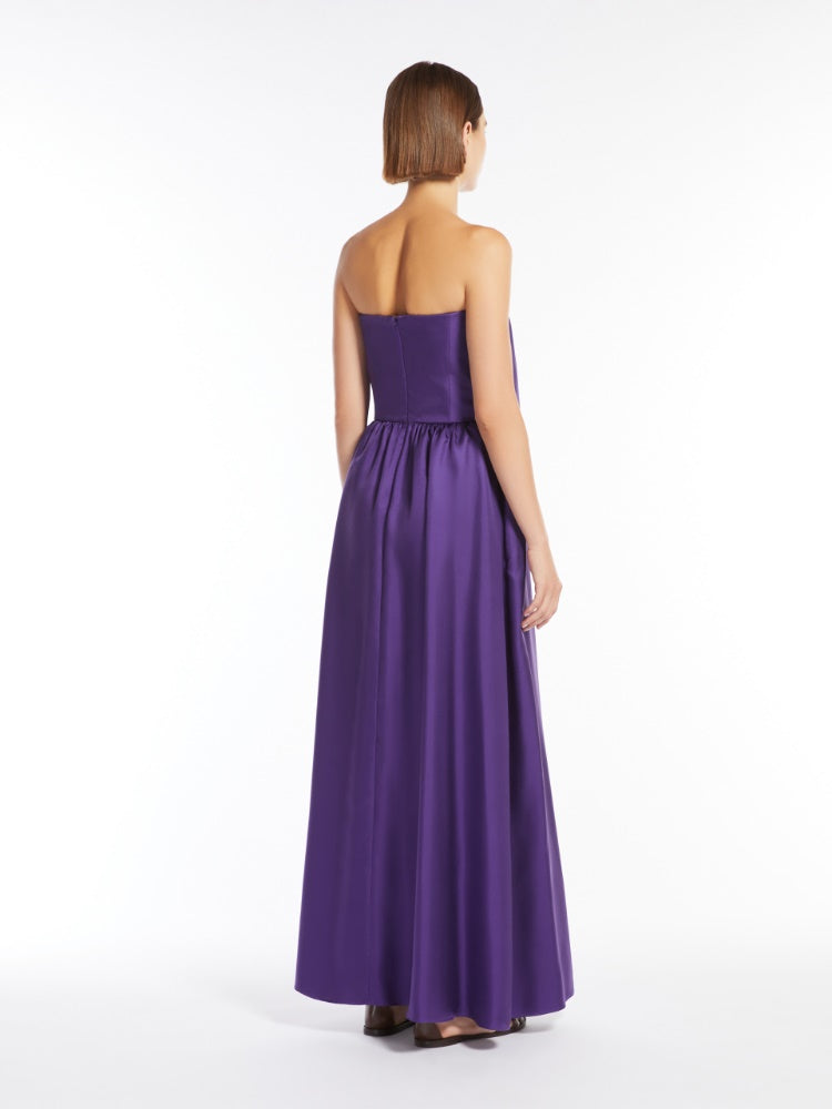 Silk twill bustier dress