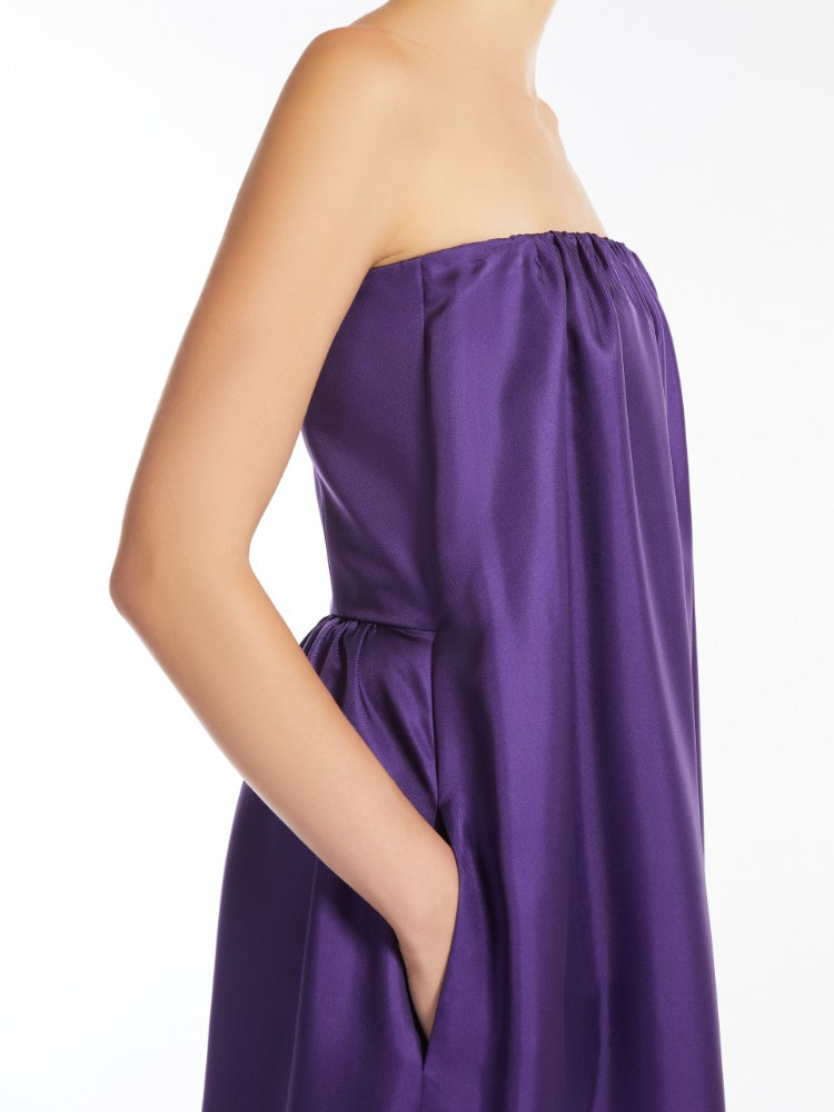 Silk twill bustier dress