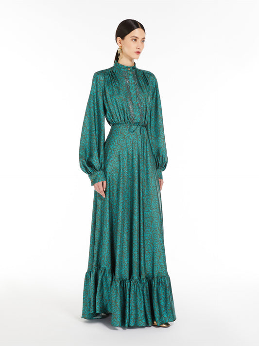 Long printed silk dress