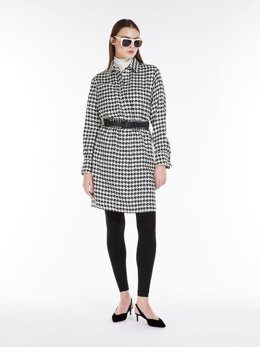 Printed silk shirt dress