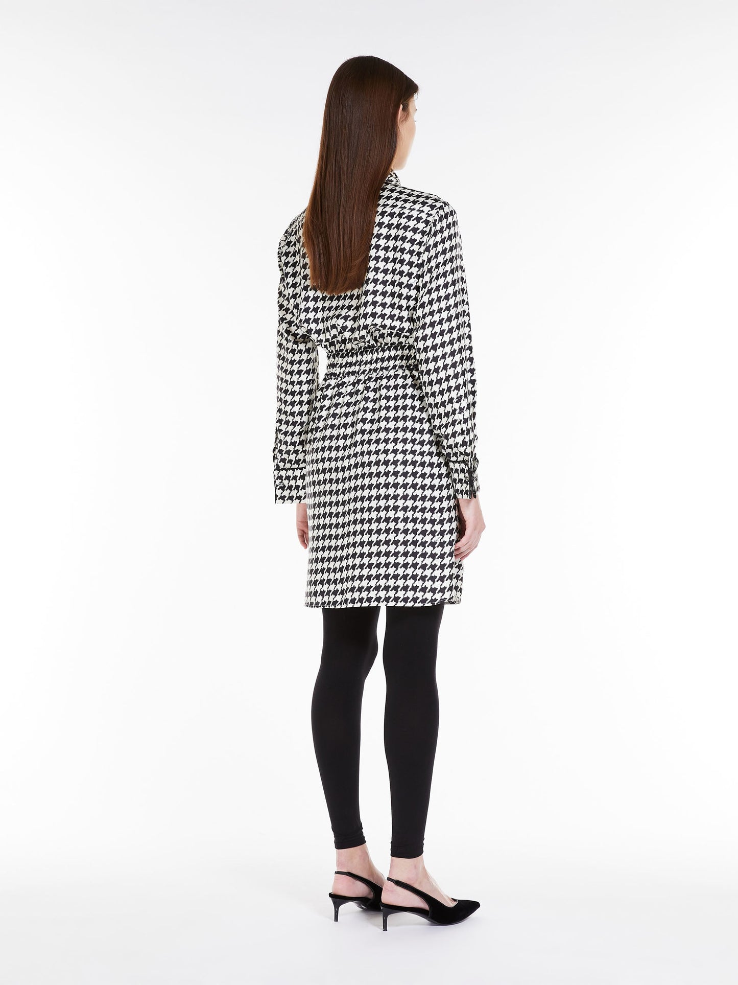Printed silk shirt dress