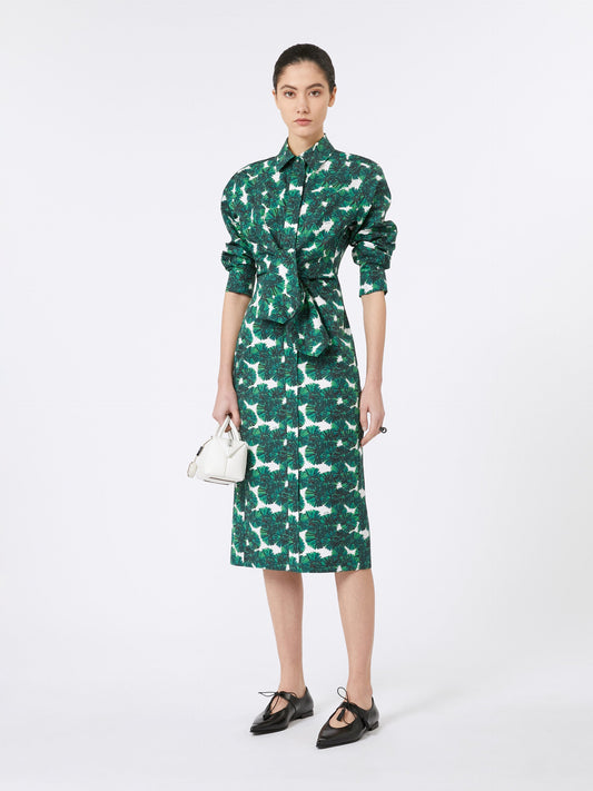 Printed poplin shirt dress