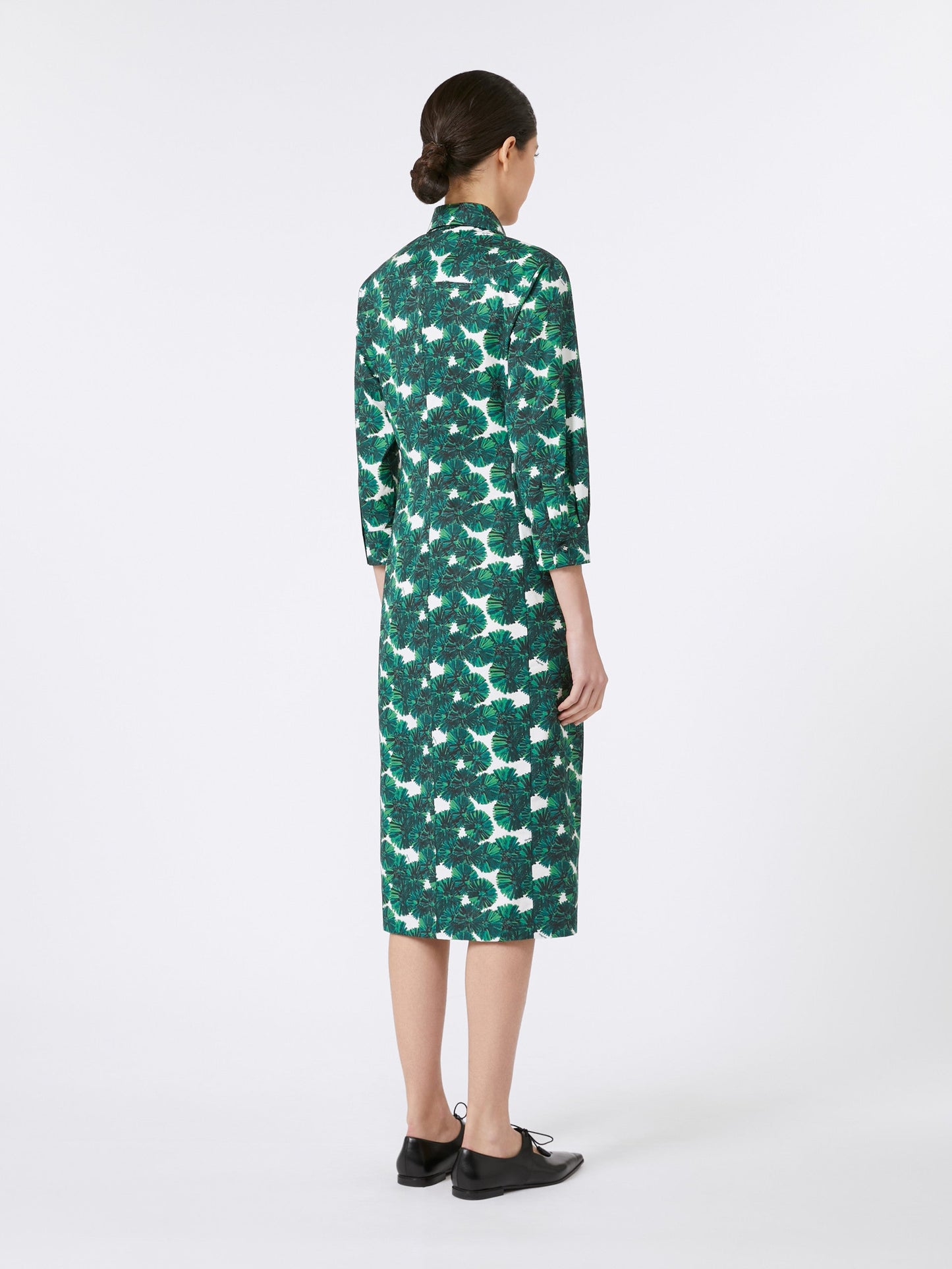 Printed poplin shirt dress