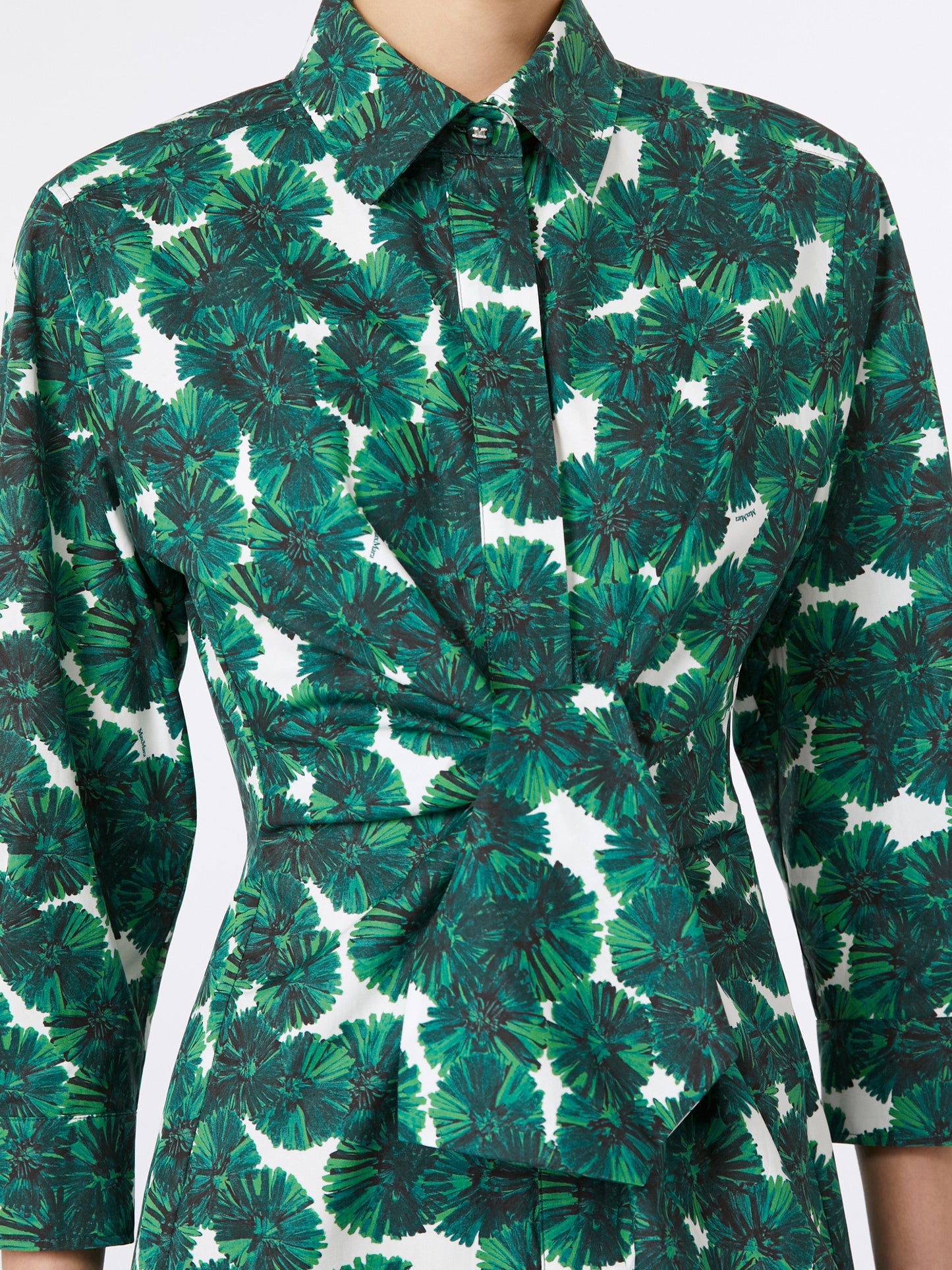 Printed poplin shirt dress