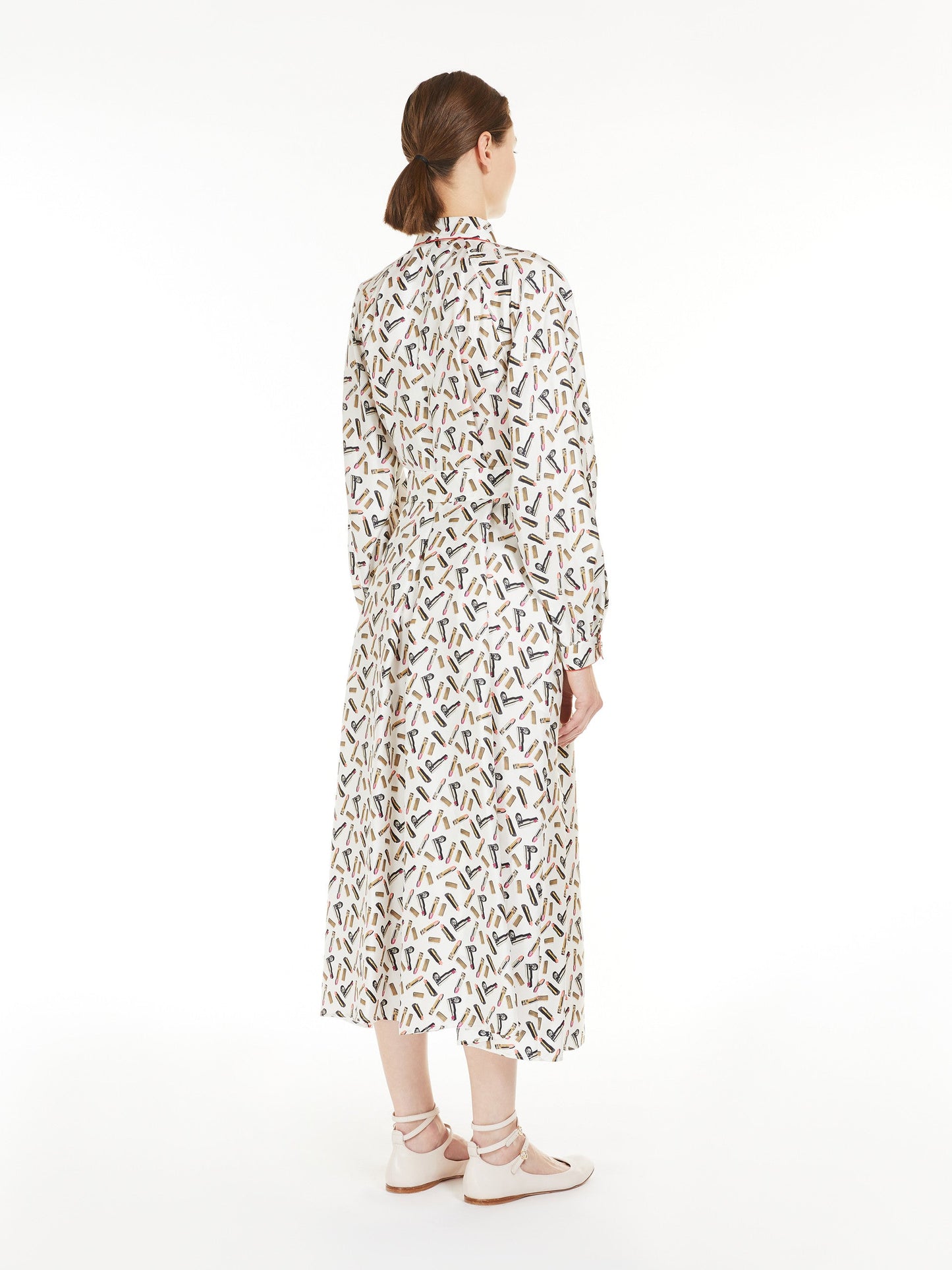 Printed silk shirt dress