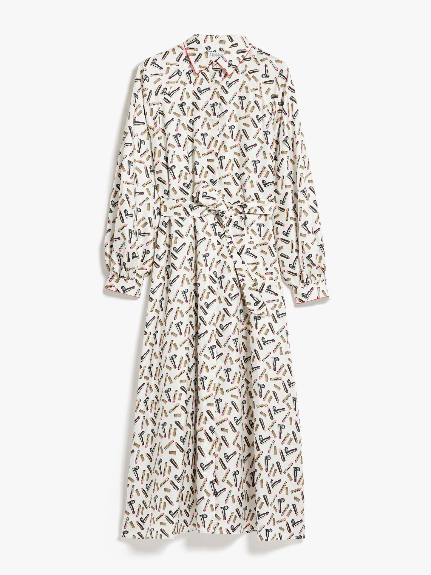 Printed silk shirt dress