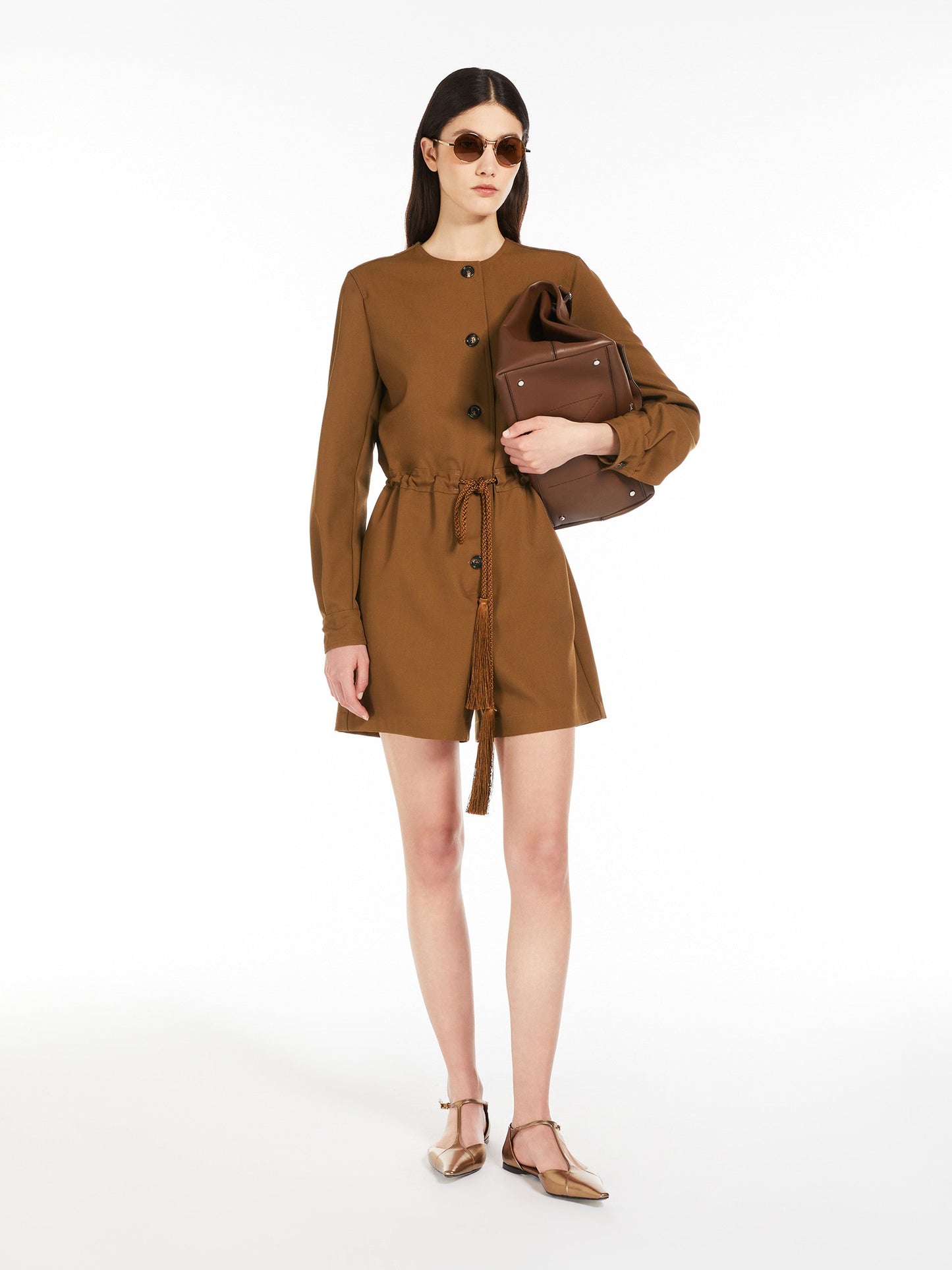 Gabardine wool short jumpsuit