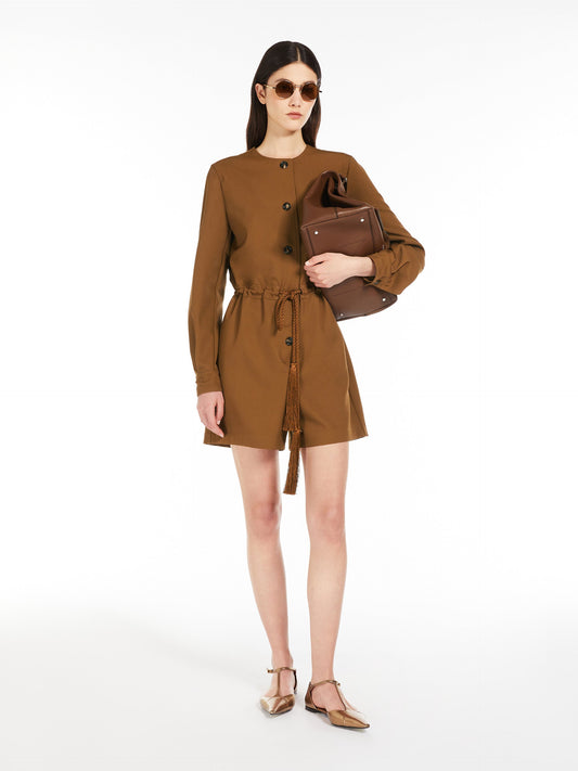 Gabardine wool short jumpsuit