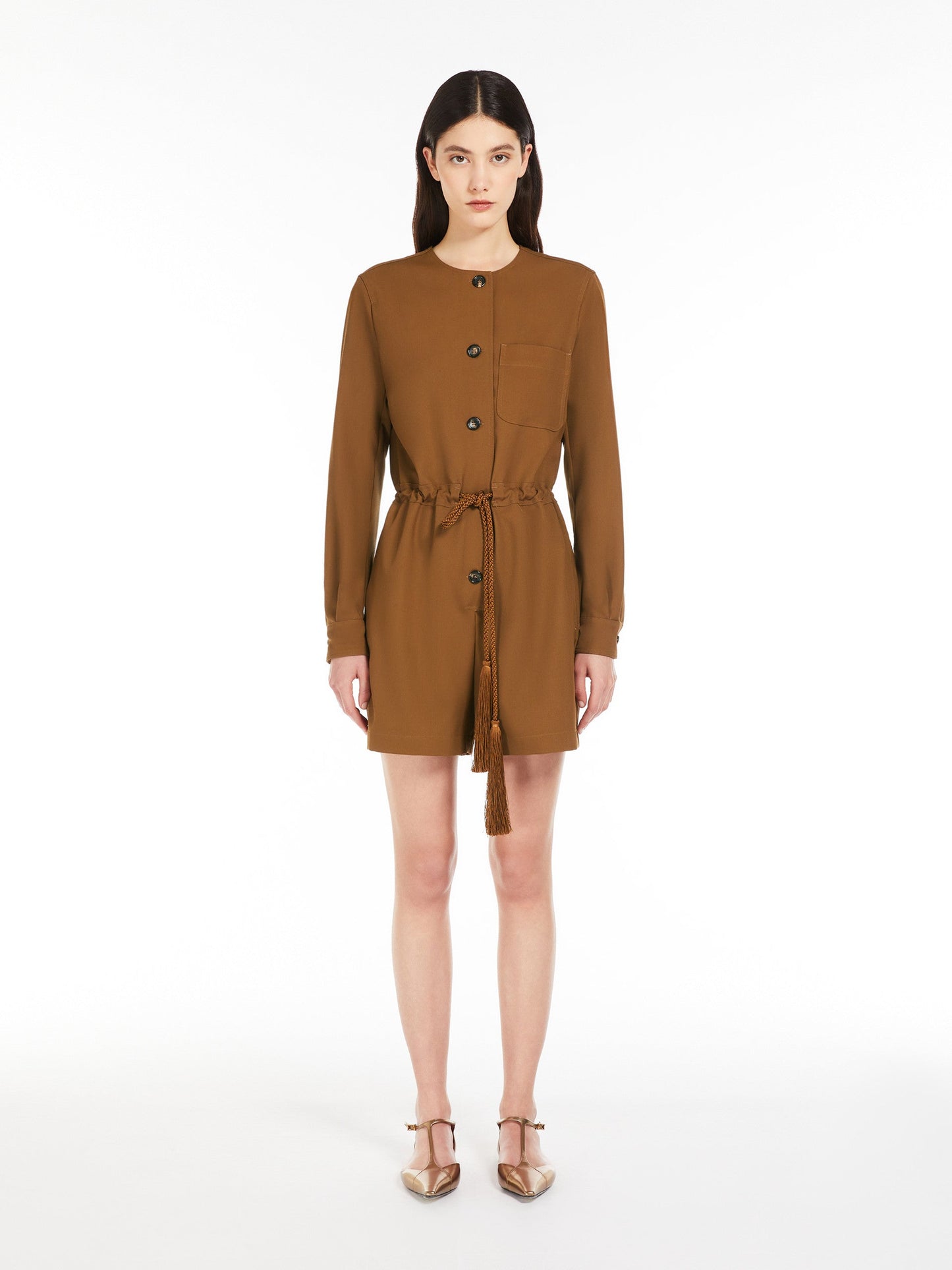 Gabardine wool short jumpsuit