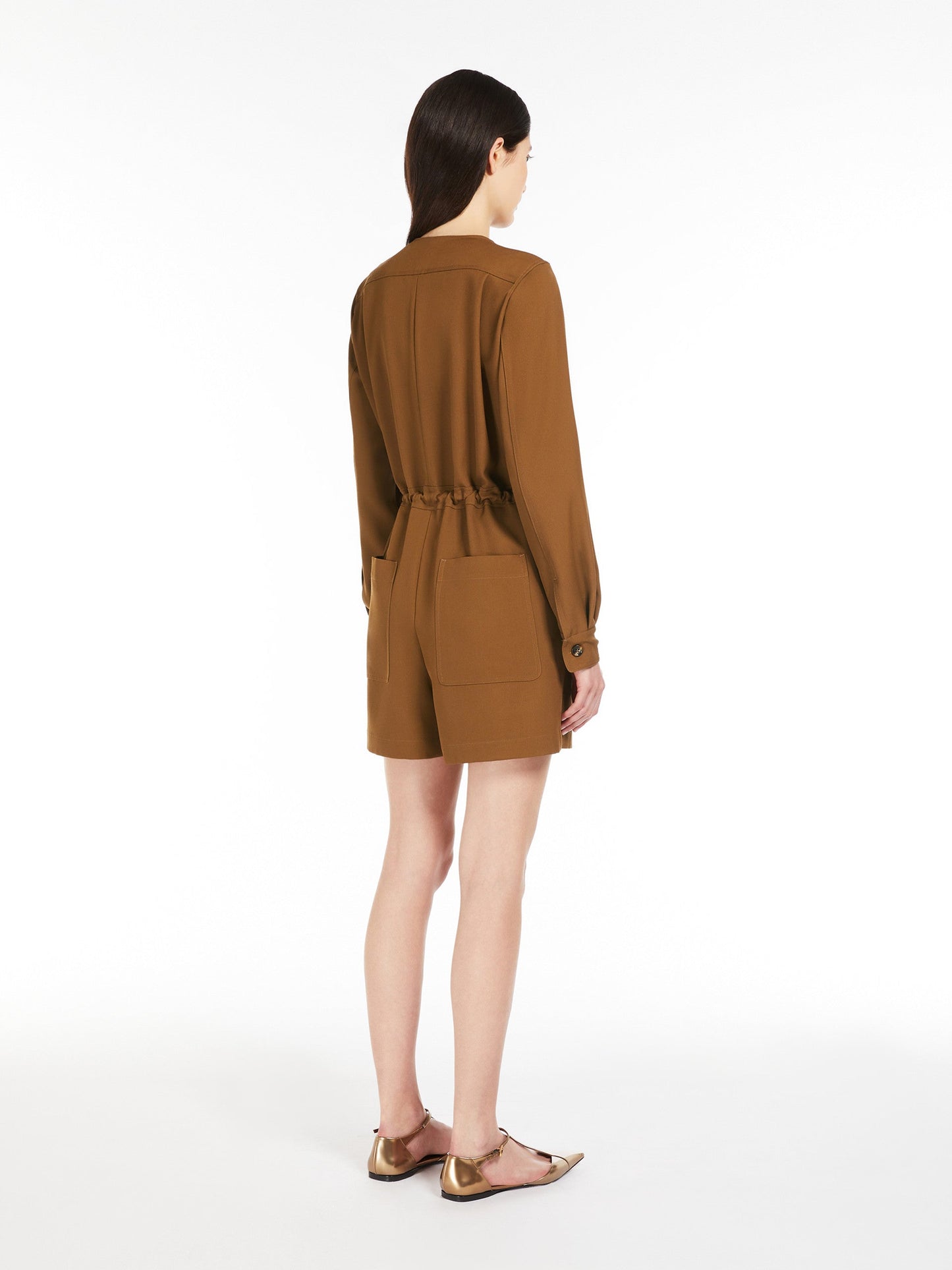 Gabardine wool short jumpsuit