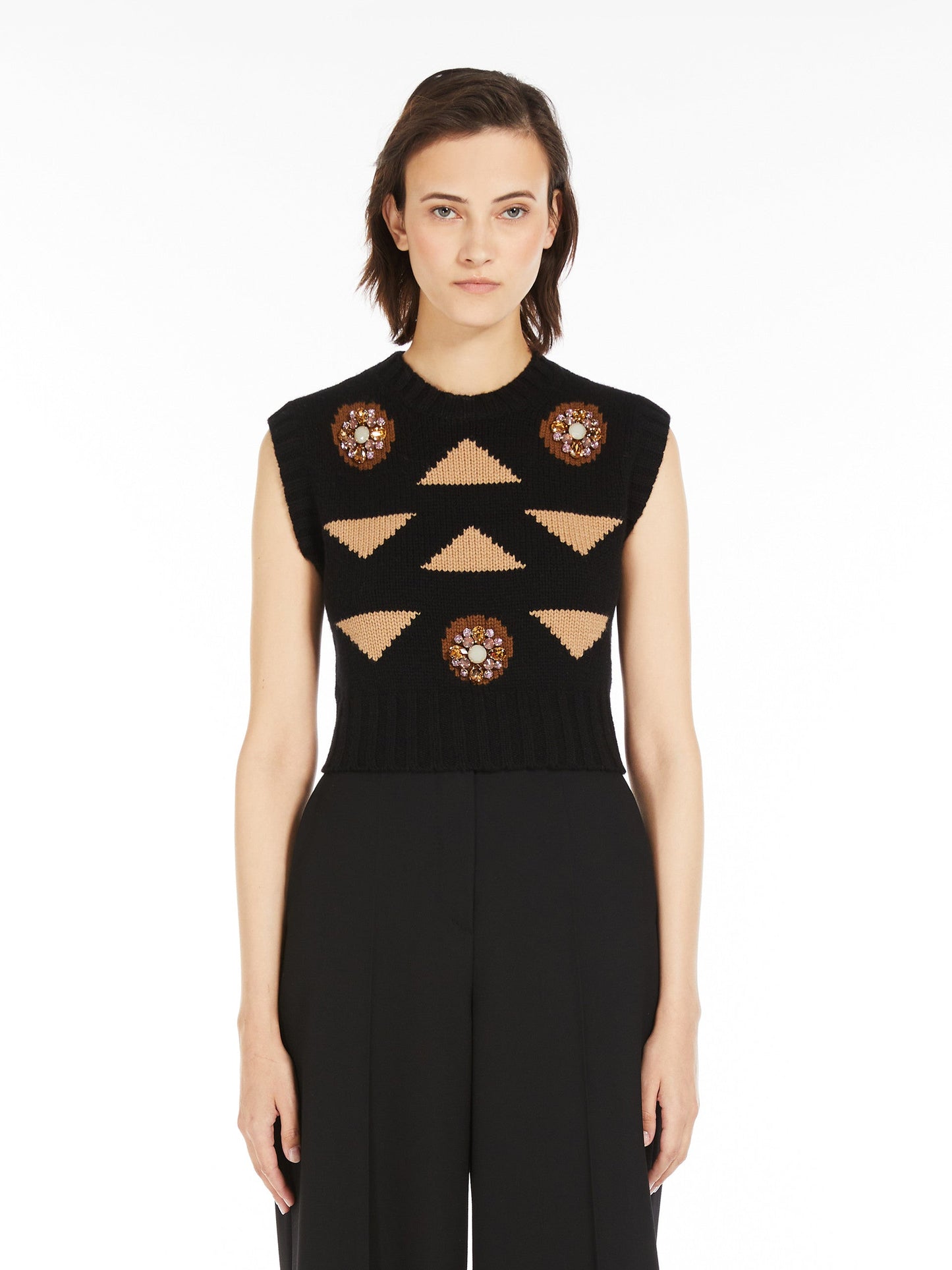 Wool and cashmere cropped waistcoat