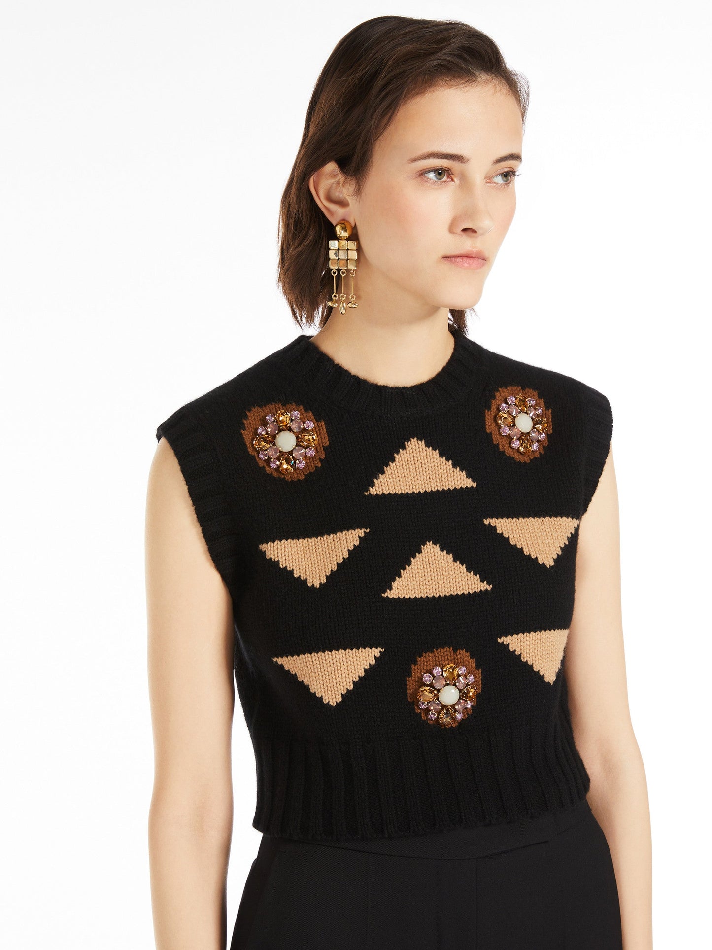 Wool and cashmere cropped waistcoat