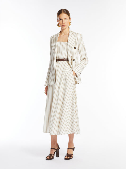 Striped cotton and linen bustier dress