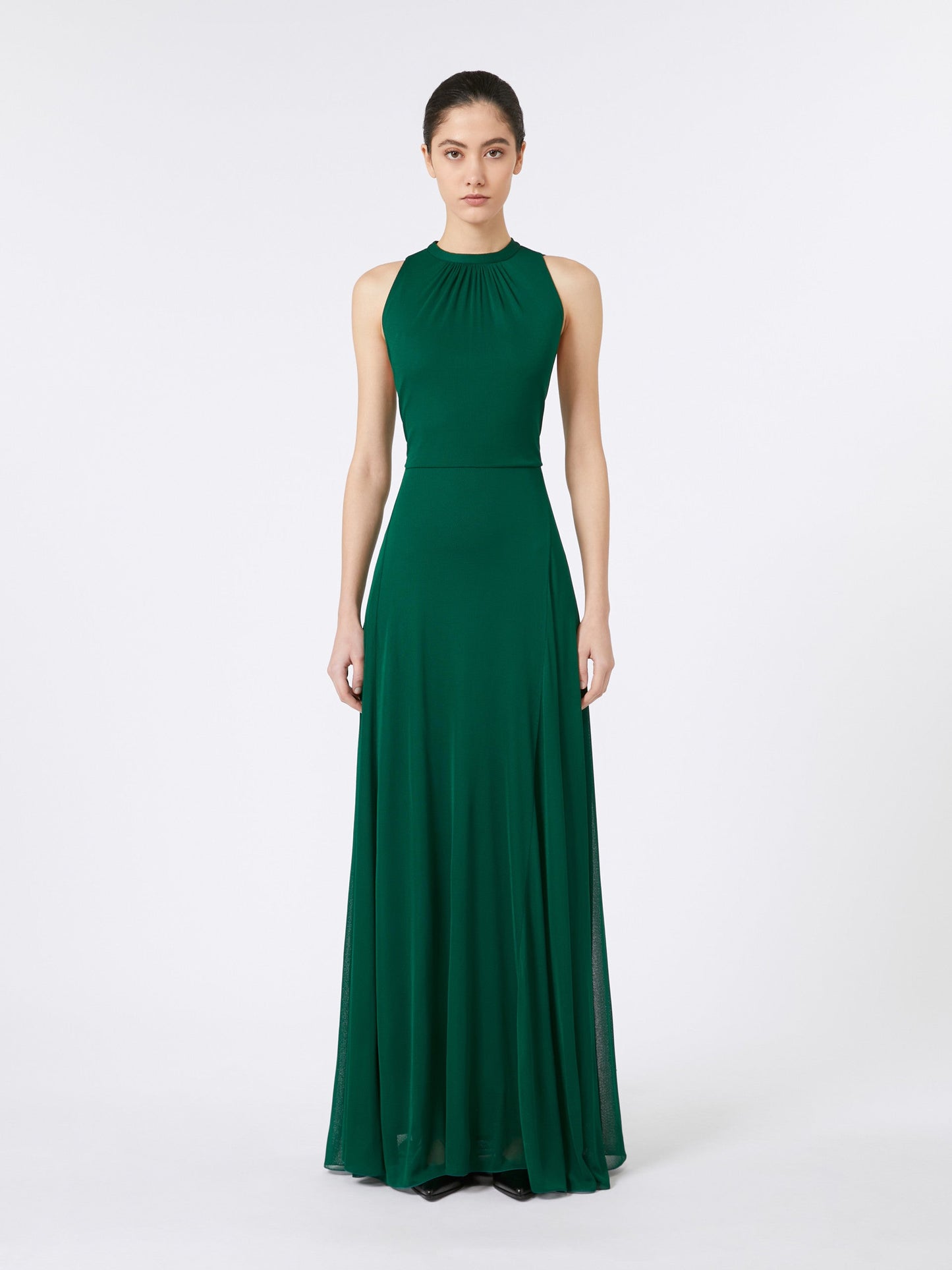 Long, mesh-jersey dress
