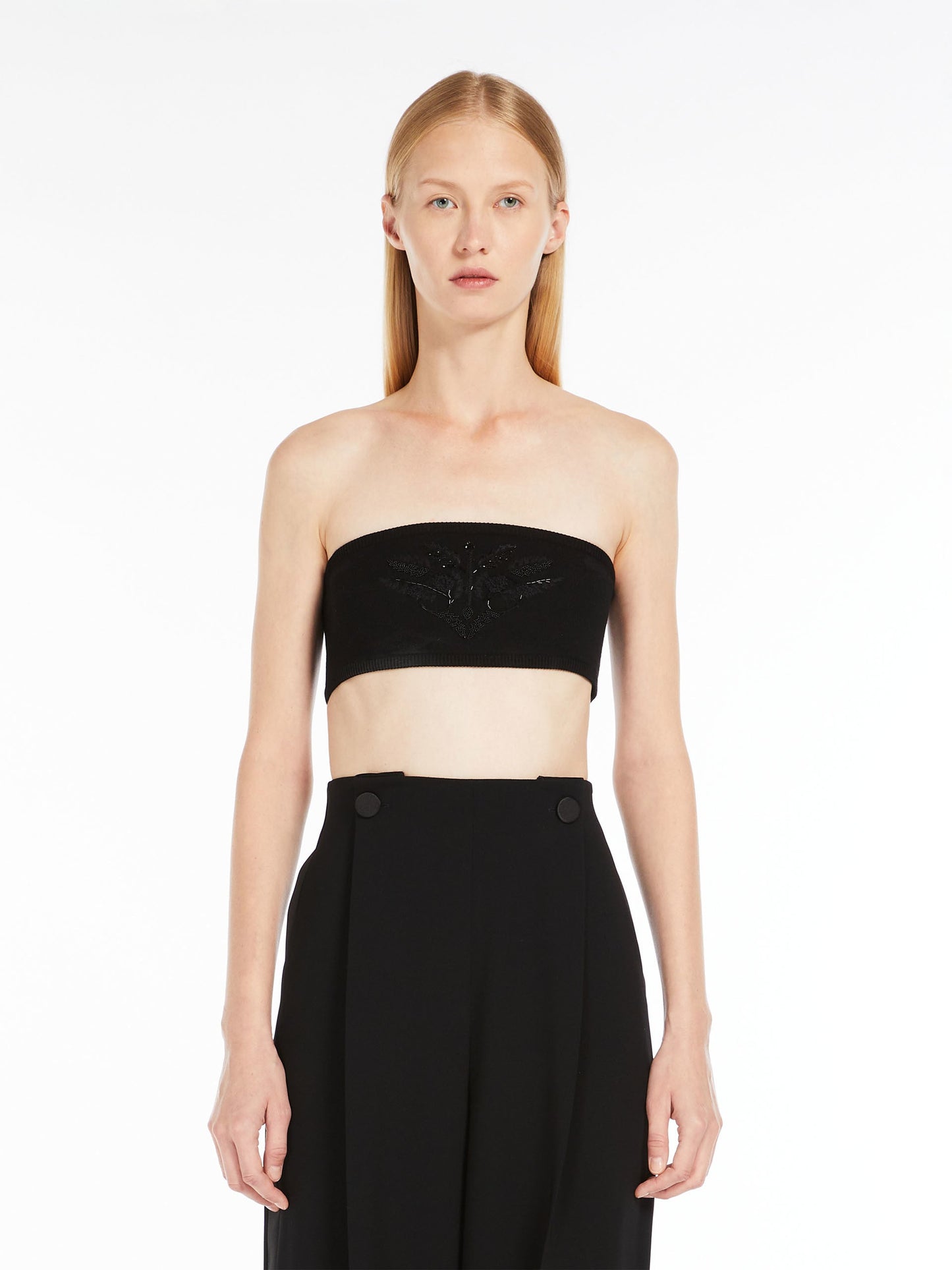 Embroidered viscose bandeau top