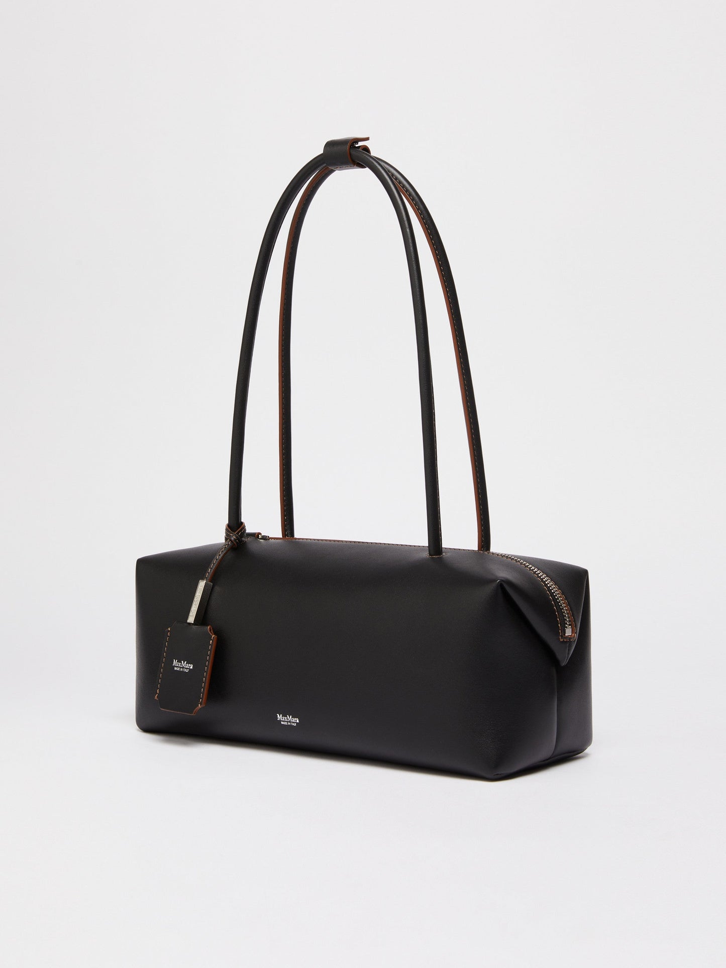 Natural leather bowler bag