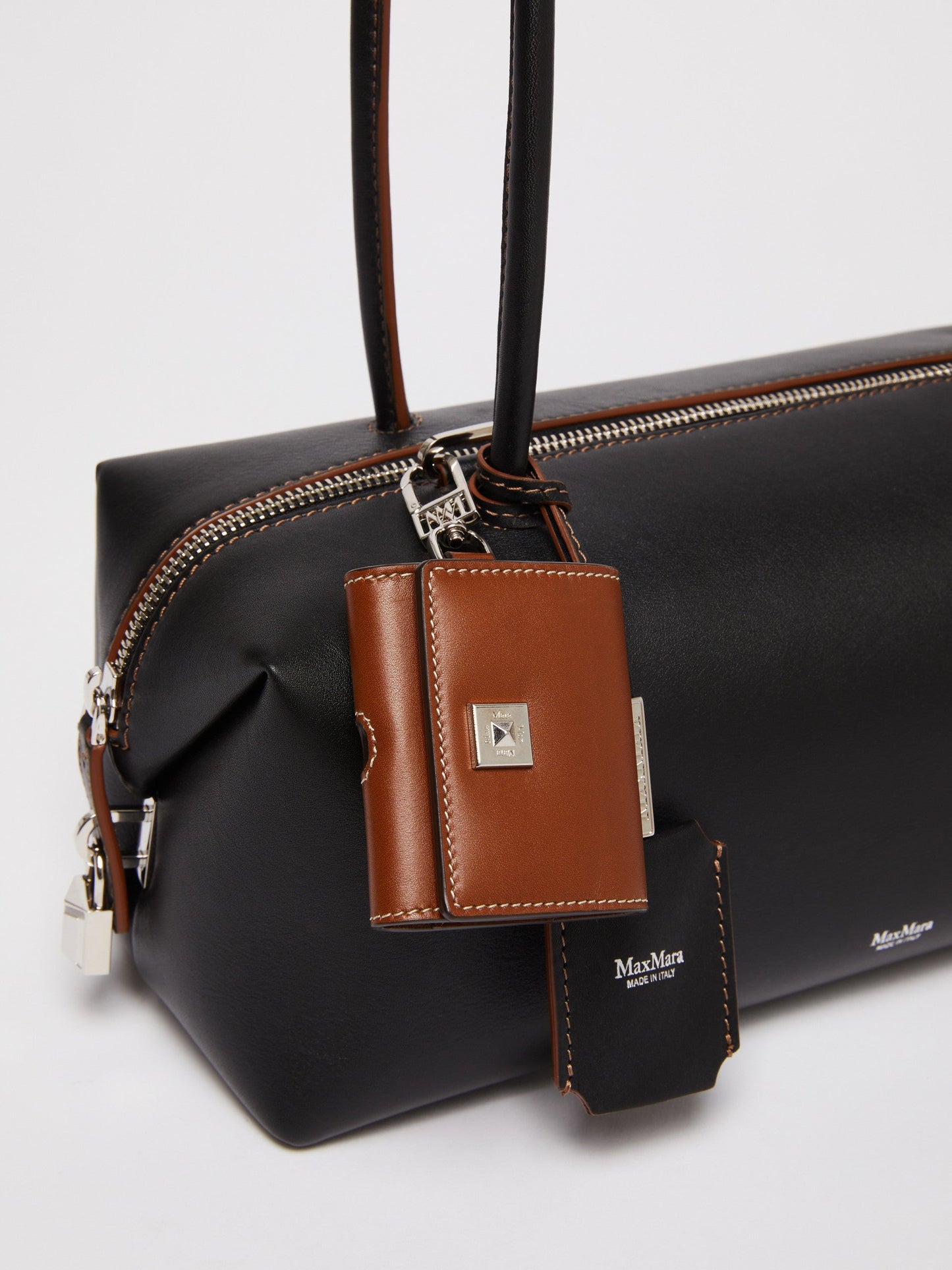 Natural leather bowler bag