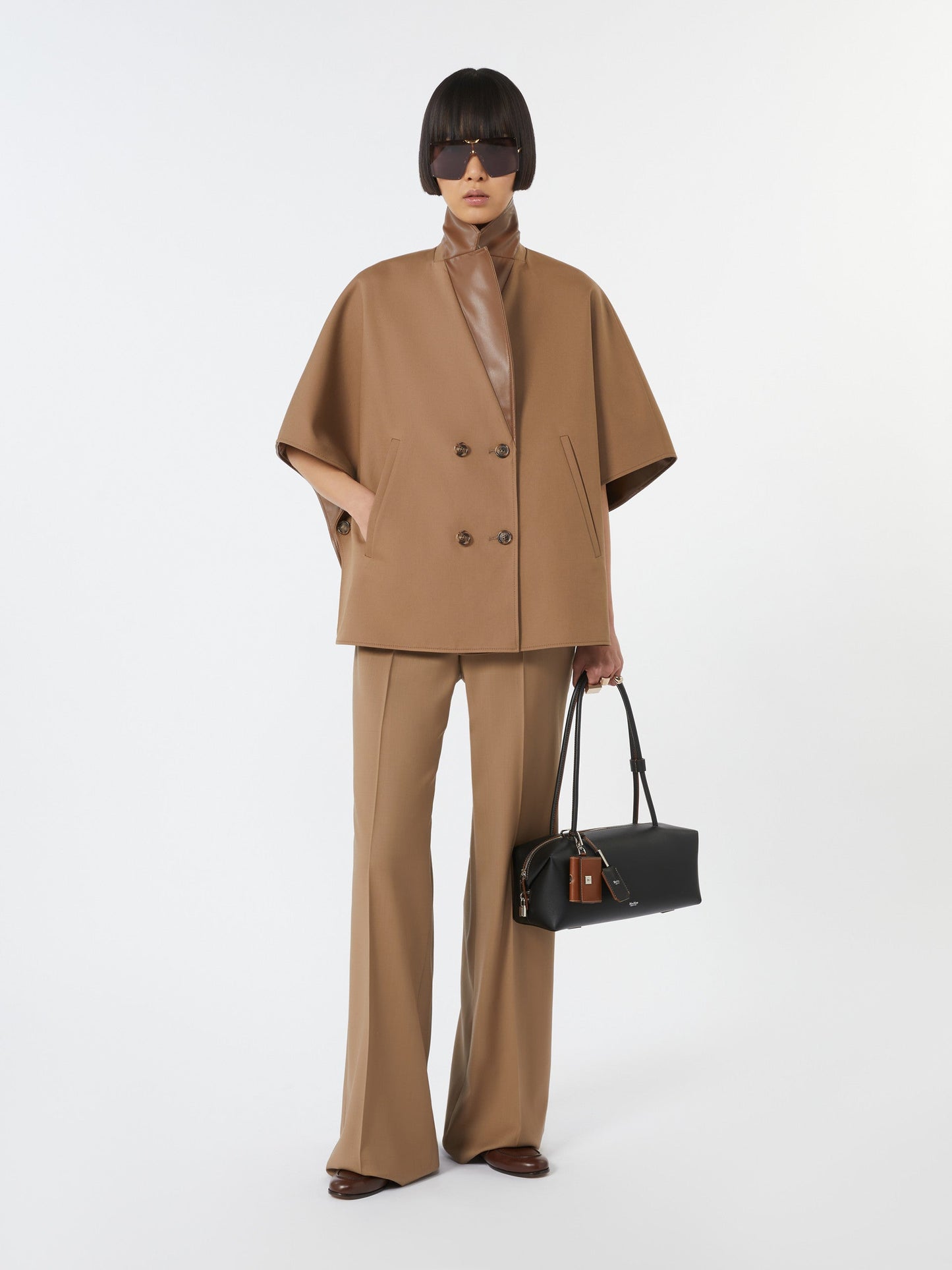 Natural leather bowler bag
