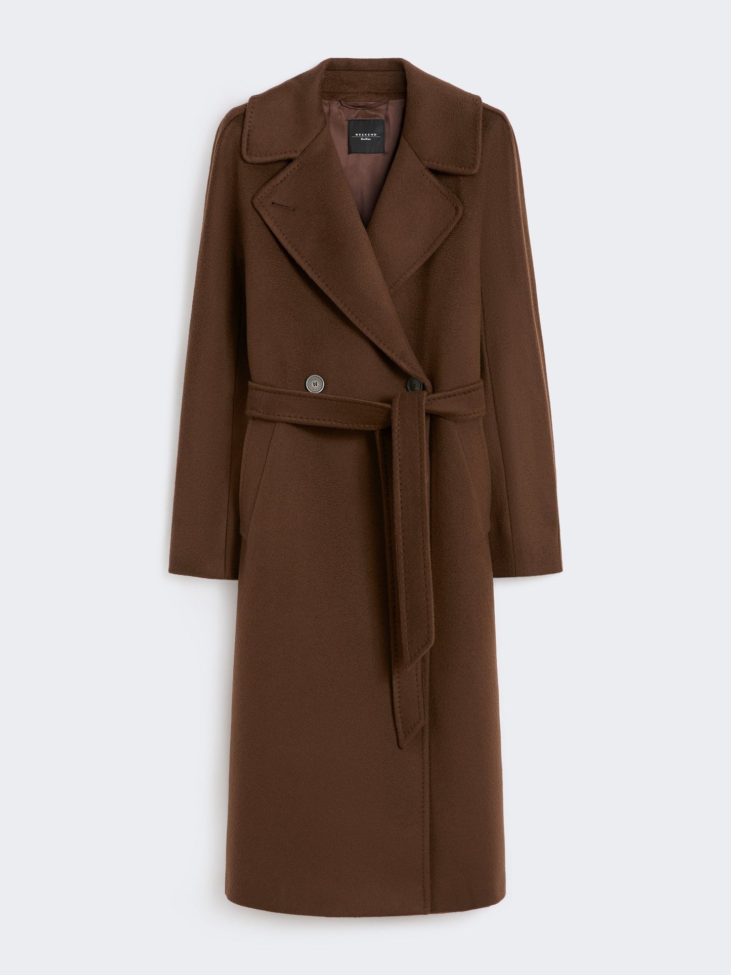Double-breasted wool midi coat