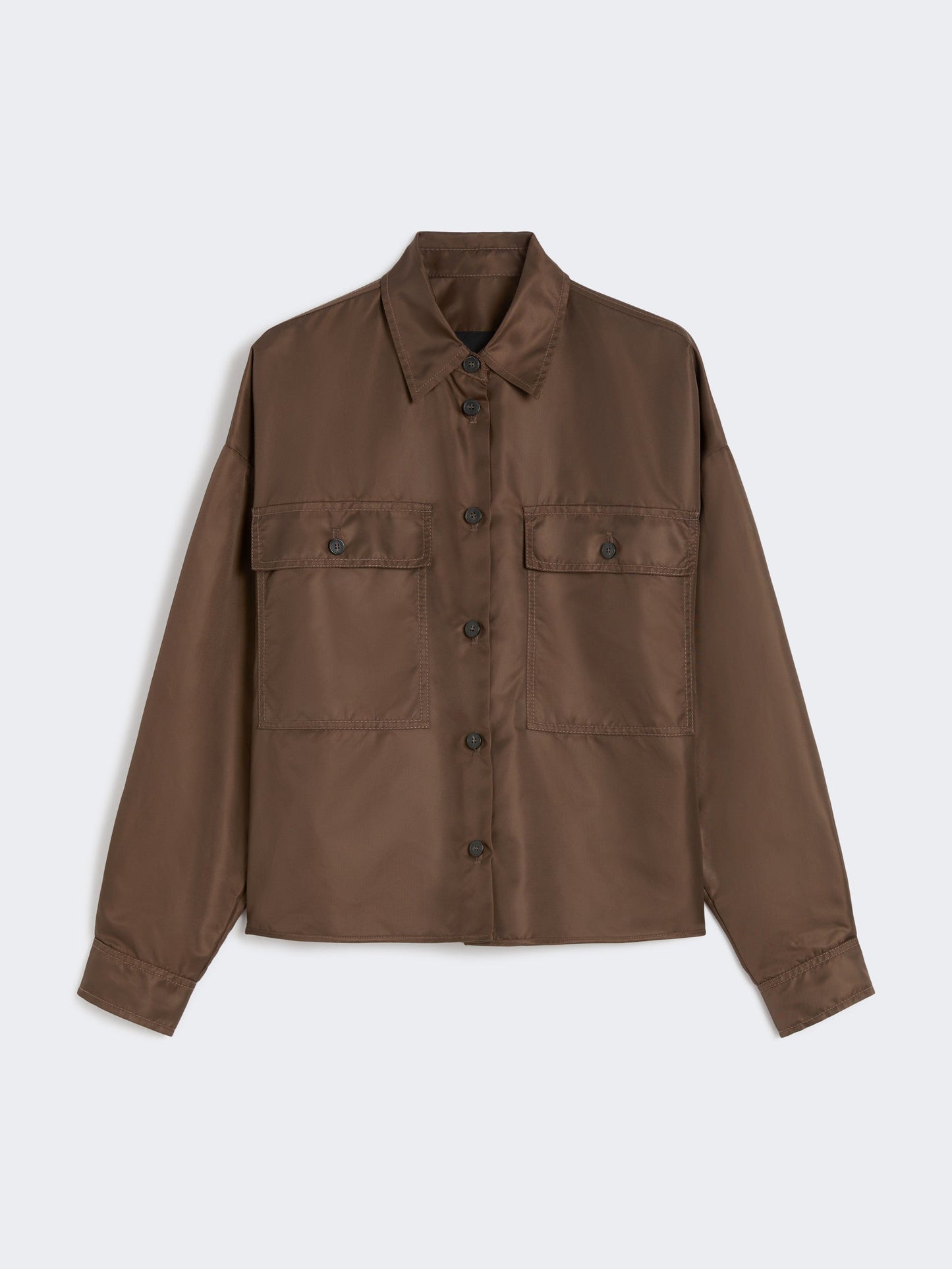 Water-repellent twill cropped shirt
