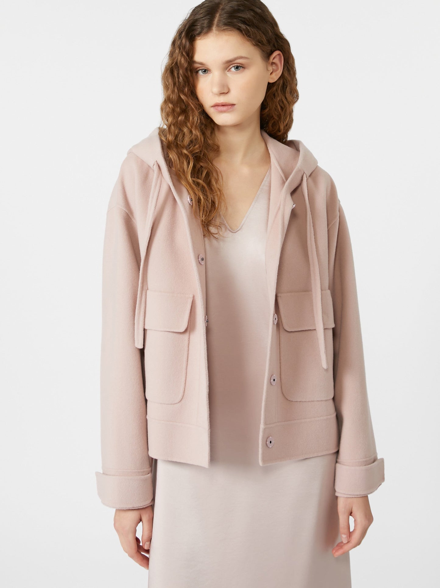 Hooded wool jacket
