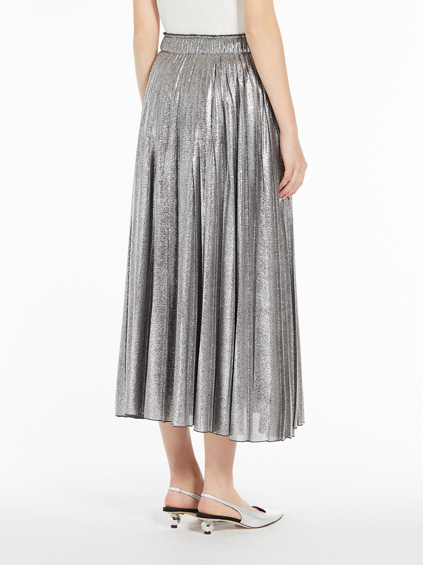 Long skirt in metallic georgette