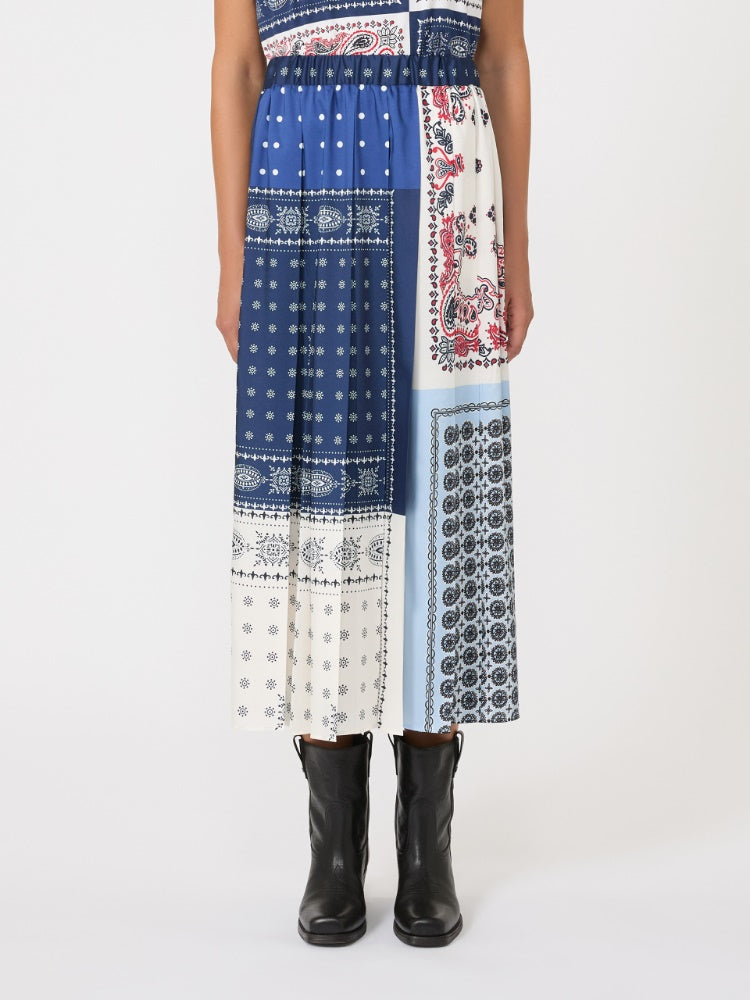Printed twill skirt