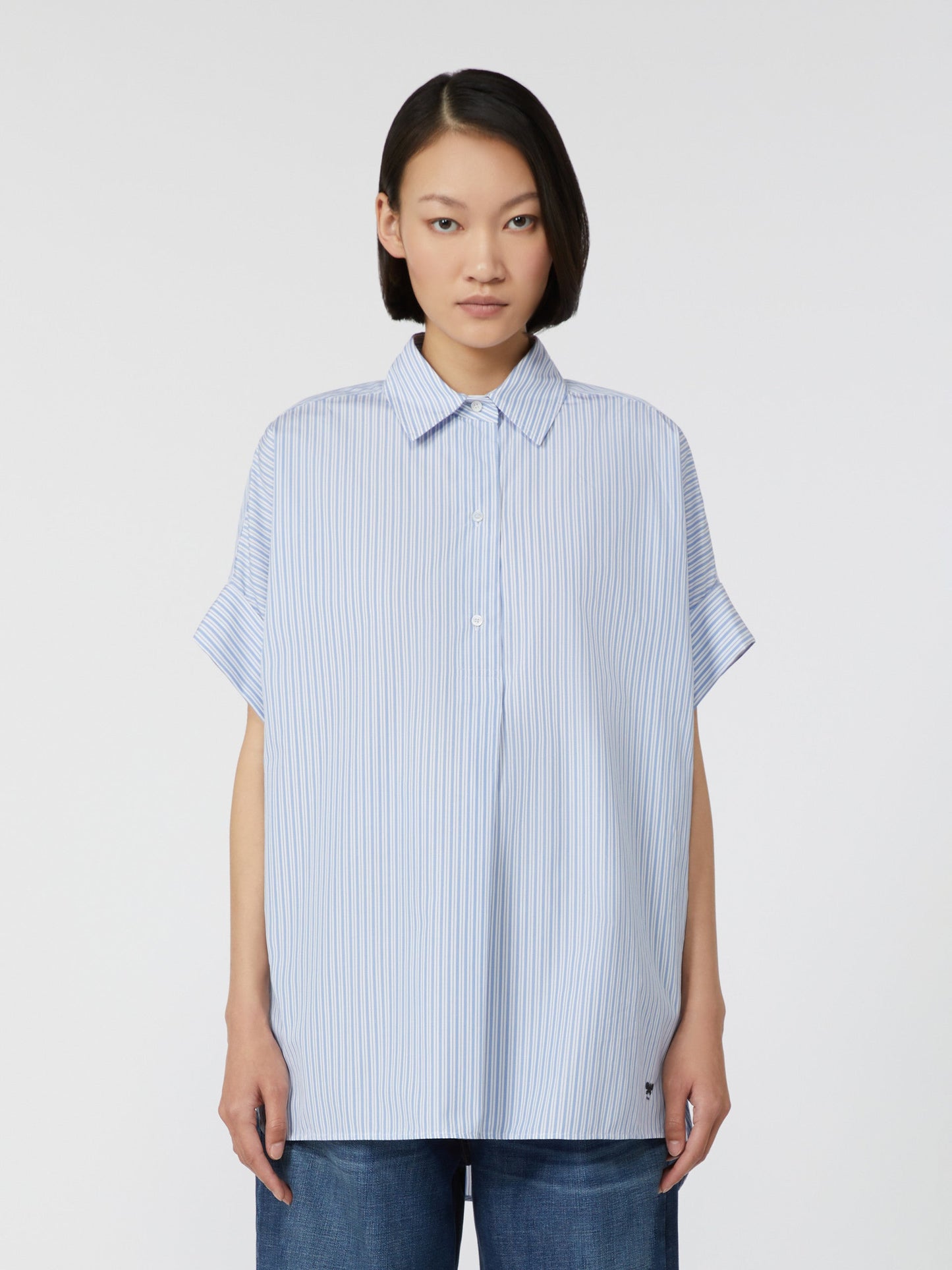 Straight-fit cotton poplin shirt